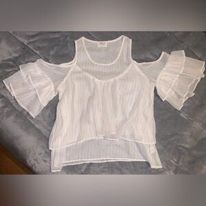 Sienna Sky Sheer White Blouse with Cold Shoulder
